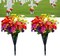 Artificial Cemetery Flowers – Set of 2 Mums Bouquets with Vases, Drainage Holes & Long Spikes, Grave Memorial Flowers for Headstones and Cemetery Decoration